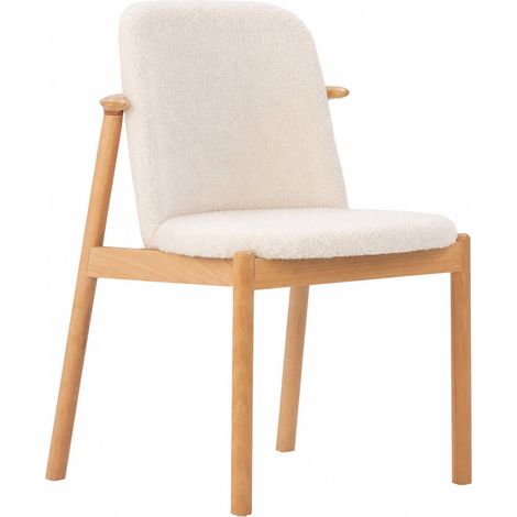 Chaise en hêtre et tissu bouclé blanc - naturel et blanc (1/5)