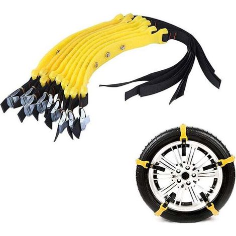 Chaînes antidérapantes pour pneus – Lot de 10 chaînes universelles en acier galvanisé, compatibles 185 à 225 mm, pour voiture, SUV et camion (1/4)