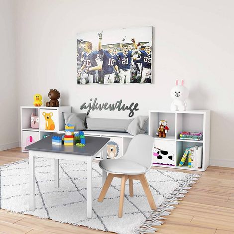 WOLTU 2er Set Kinderstühle mit Holzbeinen, Stuhl für Kinder, Sitzhöhe 33cm, Stabile Kinder Stühle mit Rückenlehne für Kinderzimmer, Sitzgruppe Kindertisch, Weiß (1/4)