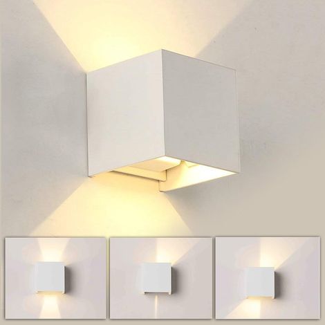 Wandlampe LED Dimmbar, 12W Weiß Aluminum Modern Wandleuchte Innen Licht up Down Wandlicht für Wohnzimmer, Flur, Balkon, Treppen (Warmweiß)