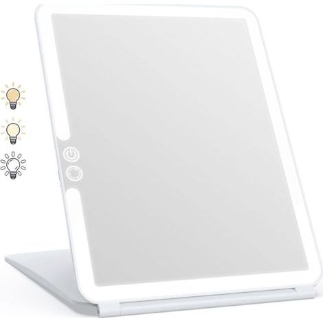 Miroir Maquillage, Miroir Maquillage Lumineux, Miroir LED, Écran Tactile Miroir de Voyage (Blanc) (1/5)