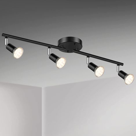 Spots de plafond de cuisine de salon à 4 voies, plafonnier en métal chromé pivotant à 330°, luminaires GU10 (1/5)
