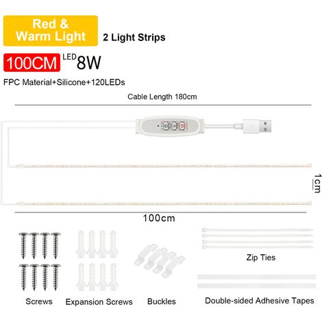 Ortviai Bande LED pour Plantes d'Intérieur – 100 cm, Lumière Rouge & Chaude 3000K, 4 Niveaux de Luminosité, Minuterie Intelligente 24 h