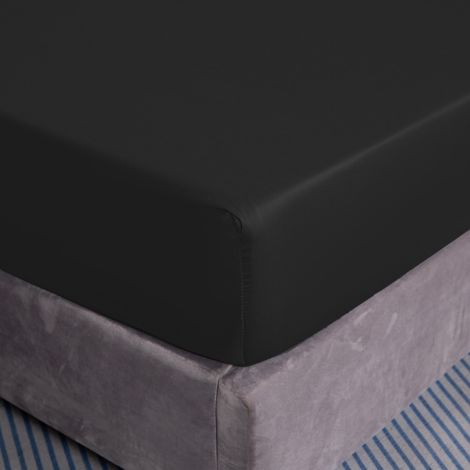 LENZUOLO CON ANGOLI IN COTONE 140x200+25 NERO