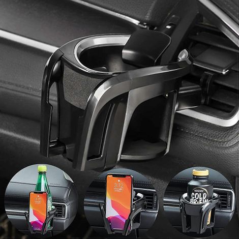 Porte-gobelet de voiture, support de téléphone de voiture, porte-gobelet 2 en 1 pour voiture, porte-bouteille et porte-canette à réglage automatique, adapté aux bouches d'aération de la climatisation (1/5)