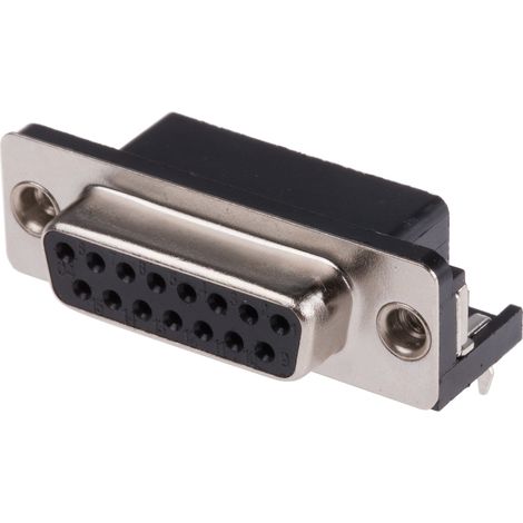 Connecteur Sub-D RS PRO 15 voies Femelle Traversant Angle droit (1/2)