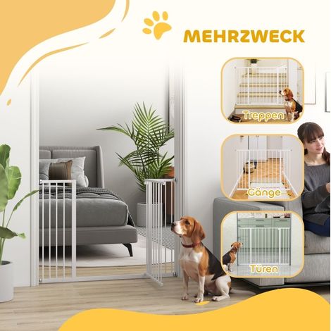 Barrière de sécurité pour porte en métal blanc, ajustable 76-107 x 76 cm, fixation par pression sans perçage (1/5)