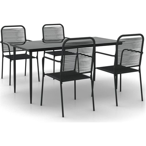 Ensemble à manger de jardin 5 pcs,Salon de jardin Noir Corde de coton et acier CFW22094 (1/5)