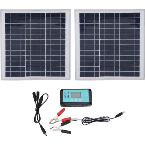 Panneau Solaire 200W Cadre Aluminium Kit Chargeur Contrôleur pour Camping-car Caravane-Crezuo