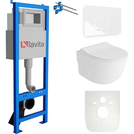 LAVITA WC Set mit Vorwandelement, Wand-WC und Spülknopf (1/5)
