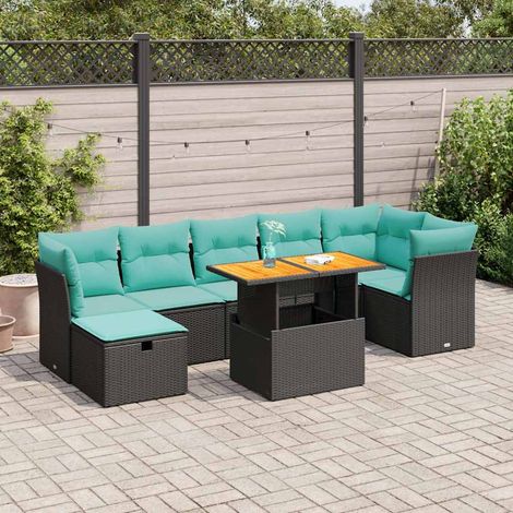 vidaXL Set Divano da Giardino 8pz con Cuscini Grigio Polyrattan Acacia (1/5)