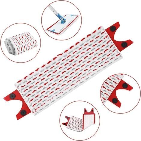 Linges de Rechange for Balai Plat 36x14cm, Microfibre avec Double Clip, lavables et réutilisables, for Nettoyage Humide et Sec (1/5)