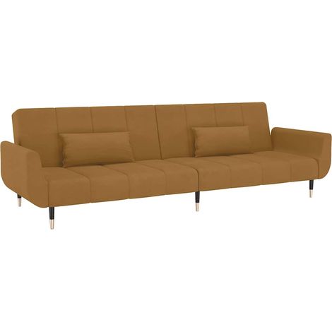 Maison Exclusive - Schlafsofa 2-Sitzer mit 2 Kissen Braun Samt