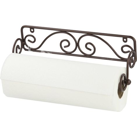 Distributeur mural de papier essuie-tout à ouverture facile d'une seule main, pour la cuisine, à fixer sous un meuble, couleur bronze. (1/5)