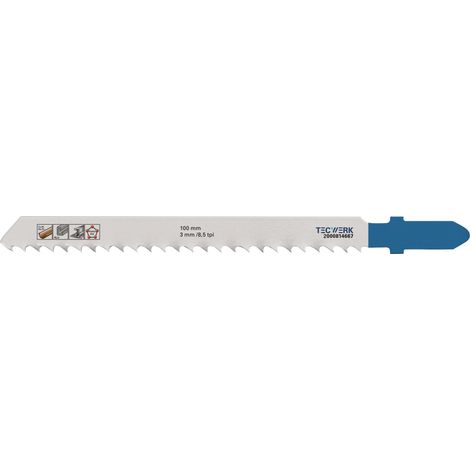 Lame de scie sauteuse Longueur totale 100mm Denture 3mm HSS 5 pièces/carte TECWERK (1/2)