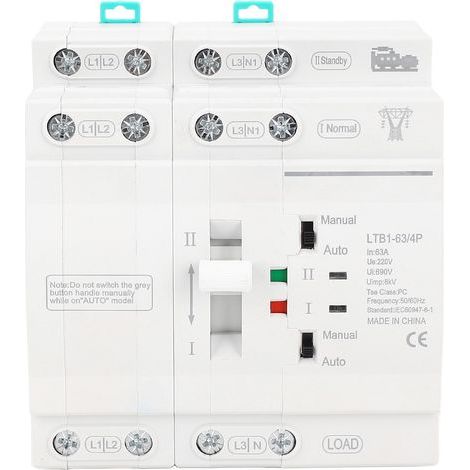 Automatischer Umschalter, duale Stromversorgung, 4P 63A, 35 mm durchgehende DIN-Schiene, Mini-ATS Netzanschluss zum Motor (1/5)