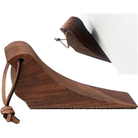 topes de puerta de madera, lindas cuñas de puerta de madera con forma de pájaro para la parte inferior de la puerta, topes de puerta con correa de cuero, topes de puerta resistentes (1/5)