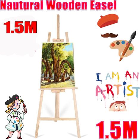 1.5M Trépied en bois Studio Chevalet Artiste Peintre Art Stand Chevalet réglable (1/4)