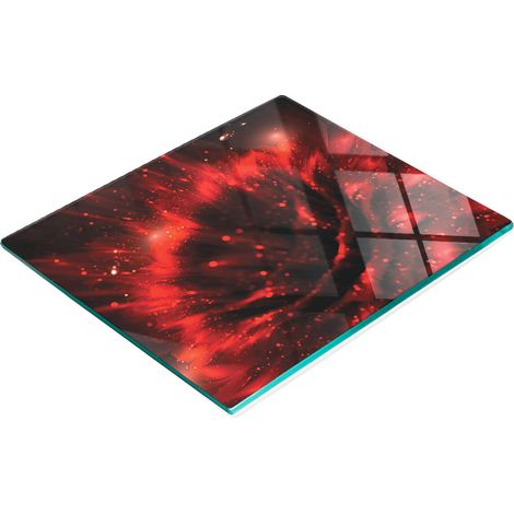 Tabla de cocina de vidrio duradera y elegante con estampado fractal de dalias, 60x52 cm. (1/5)