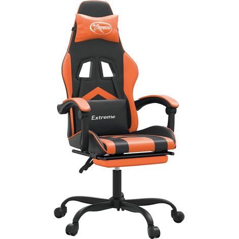 Maison Exclusive - Sedia da Gaming con Poggiapiedi Nero e Arancione in Similpelle (1/5)