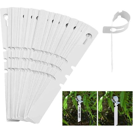 200 étiquettes blanches en plastique pour plantes, à enrouler et à suspendre autour des arbres, pour pépinière et jardin, imperméables, 2 x 20 cm (1/5)