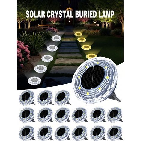 4 Stück: Mini-Solar-Bodenleuchten – rautenförmiger Schirm, Gartenleuchten für Hof, Terrasse und Einfahrt, weißes Licht (1/5)