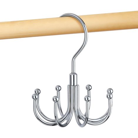 Soporte giratorio de metal para cinturones, ideal para armarios, ahorra espacio, almacenamiento de cinturones, perchero para corbatas, capacidad máxima para 24 cinturones, color plata, 1 unidad. (1/5)