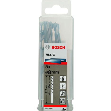 Broca para metal HSS-G DIN 338 8 x 75 x 117 mm  BOSCH 2608595072