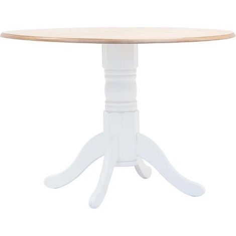 Table à manger ronde chêne clair et hévéa massif blanc Nyca (1/5)
