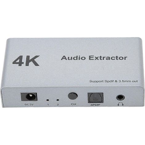 Répartiteur audio HDMI, 2 entrées, 1 sortie, 4K 30 Hz, fibre optique HDMI vers HDMI SPDIF 3,5 mm. (1/2)