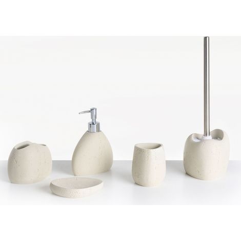 Set di 5 accessori per il bagno beige chiaro Coata