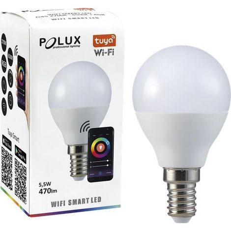 Lampadina LED WiFi Tuya E14 G45 5,5W RGB+CCT Polux (1/2)