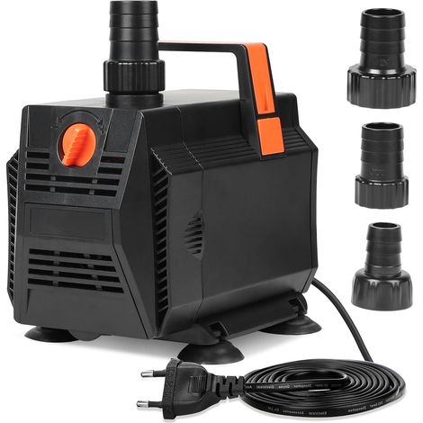 Pompe Aquarium 60W 3500L/H Pompe Bassin Exterieur Amphibie Débit Réglable avec Filtre et 3 Buses pour Aquarium, Bassin, Fontaine (1/5)
