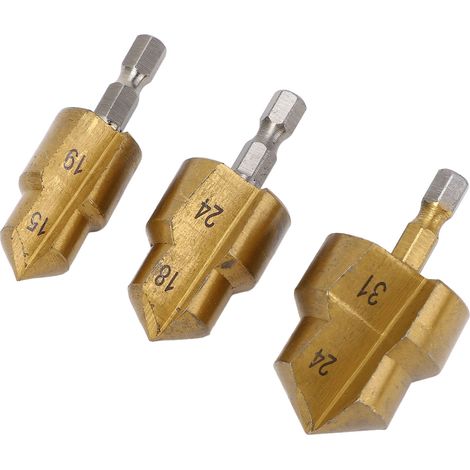 3 embouts alésoirs PPR à queue hexagonale 1/4 pouce pour tubes, élargisseur de trou 15-19mm 18-24mm 24-31mm (1/5)