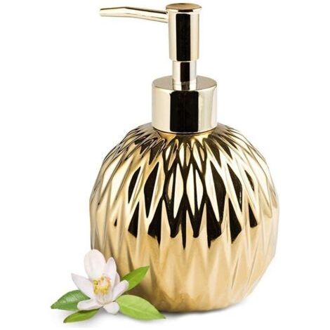 Pair Distributeur de Savon Liquide Céramique Doré   Style Ferme Moderne  400ml, Parfait pour Salle de Bain et Cuisine Élégantes