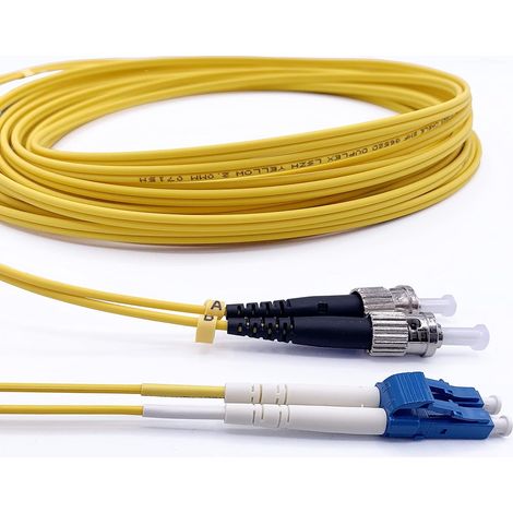 Elfcam® - Cable a Fibre Optique (Jarretiere Optique) ST/UPC a LC/UPC Monomode Duplex OS2 (20M) (1/5)