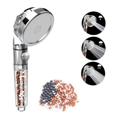 Shower head with anti-limescale - High pressure shower head 3 jet types - Water saving Filter and mineral ball (1/5)