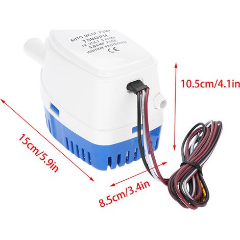 Pompe à eau de cale submersible automatique 12 V pour bateau avec interrupteur à flotteur G750‑12V‑06 (1/5)