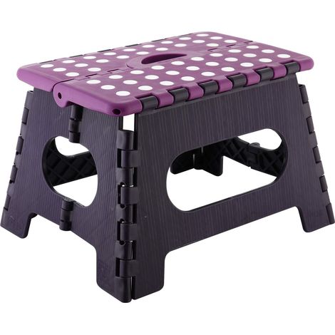 Tabouret Pliant, En Plastique, Escabeau Pliable stable jusqu'à 150 kg, Couleurs Assorties, Blanc (1/5)