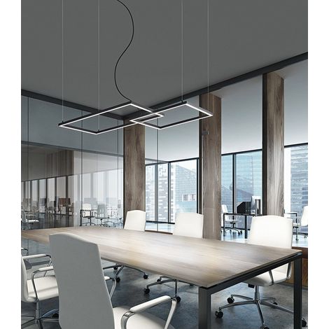 CROSS Sospensione in alluminio verniciato nero 2 quadrati LED 64W 4800LM 3000K - CCT 3000K 4000K 6000K (1/2)
