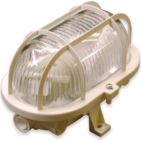 MÜLLER-LICHT Feuchtraumleuchte, 20300022, OVAL Leuchte + Schutzkorb, weiß