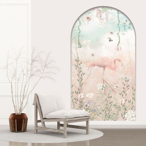Stickers Trompe l'oeil Arche - Voute Enfants - Flamant Rose - 120 x 215 cm (1/5)