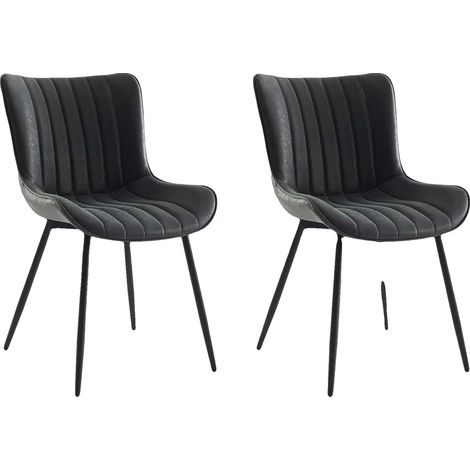 Sillas de comedor sin brazos, tapicería fácil de limpiar, juego de 2 (1/2)
