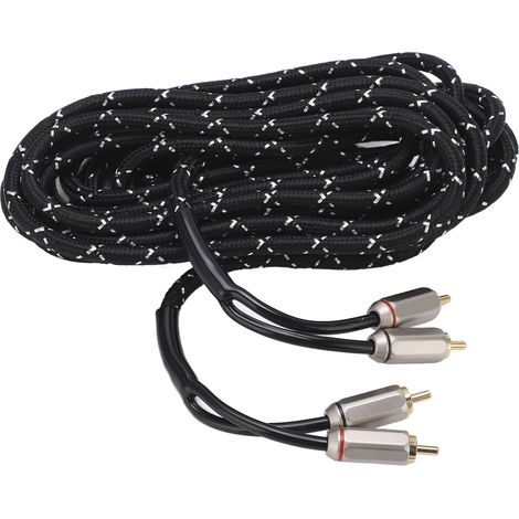 Câble audio pour amplificateur de voiture, câble stéréo, type universel double mâle, convient aux haut-parleurs, récepteurs A/V, caissons de basses, systèmes Hi-Fi, 5,0 mètres / 16,4 pieds. (1/5)