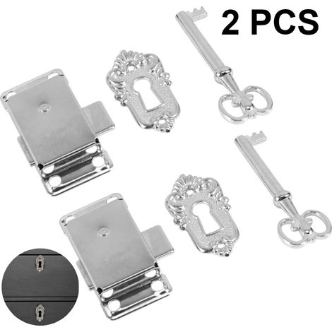 Vintage Cabinet Door Locks with Key, 2-Piece Set