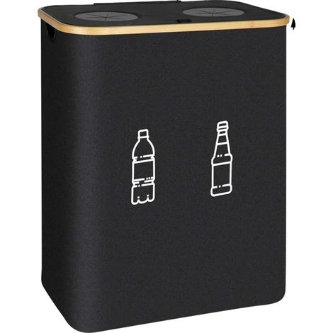 Recyclingbehälter, große Kapazität, abnehmbare waschbare Taschen, schwarz (1/2)