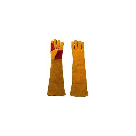 1 Paar Schweißerhandschuhe, isolierend, verschleißfest, schützend, Arbeitshandschuhe aus Rindsleder für flammhemmendes Schweißen, Lagerfeuerschweißen, Schornsteinschmieden für Schmied, Grillen, 60 cm (1/5)
