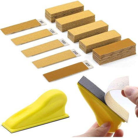 Kit di levigatrice manuale di precisione con 50 fogli di carta vetrata (grana da 120 a 400) per la levigatura di carrozzerie (1/5)