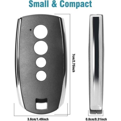 Set di 3 telecomandi per cancelli - Telecomando per porta da garage a 433,92 MHz compatibile con il telecomando a 4 canali King Gates Stylo 4K, telecomando con ruote (1/3)
