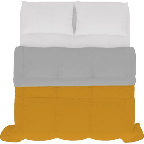 Couette d'été Bicolore Ocre/Gris Clair 250x200 cm (1/5)